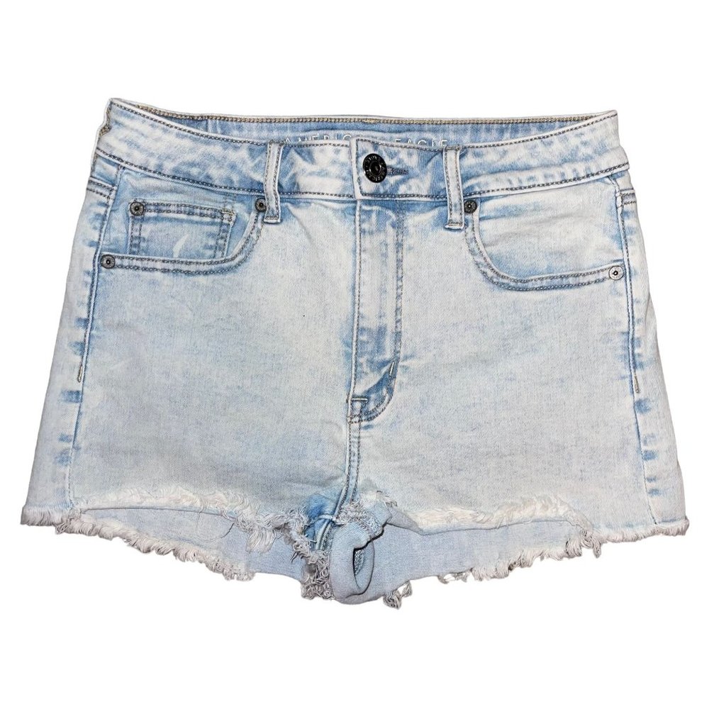 American Eagle Distressed Womens Shorts 8 Super Hi Rise Shortie Bootie Stretch